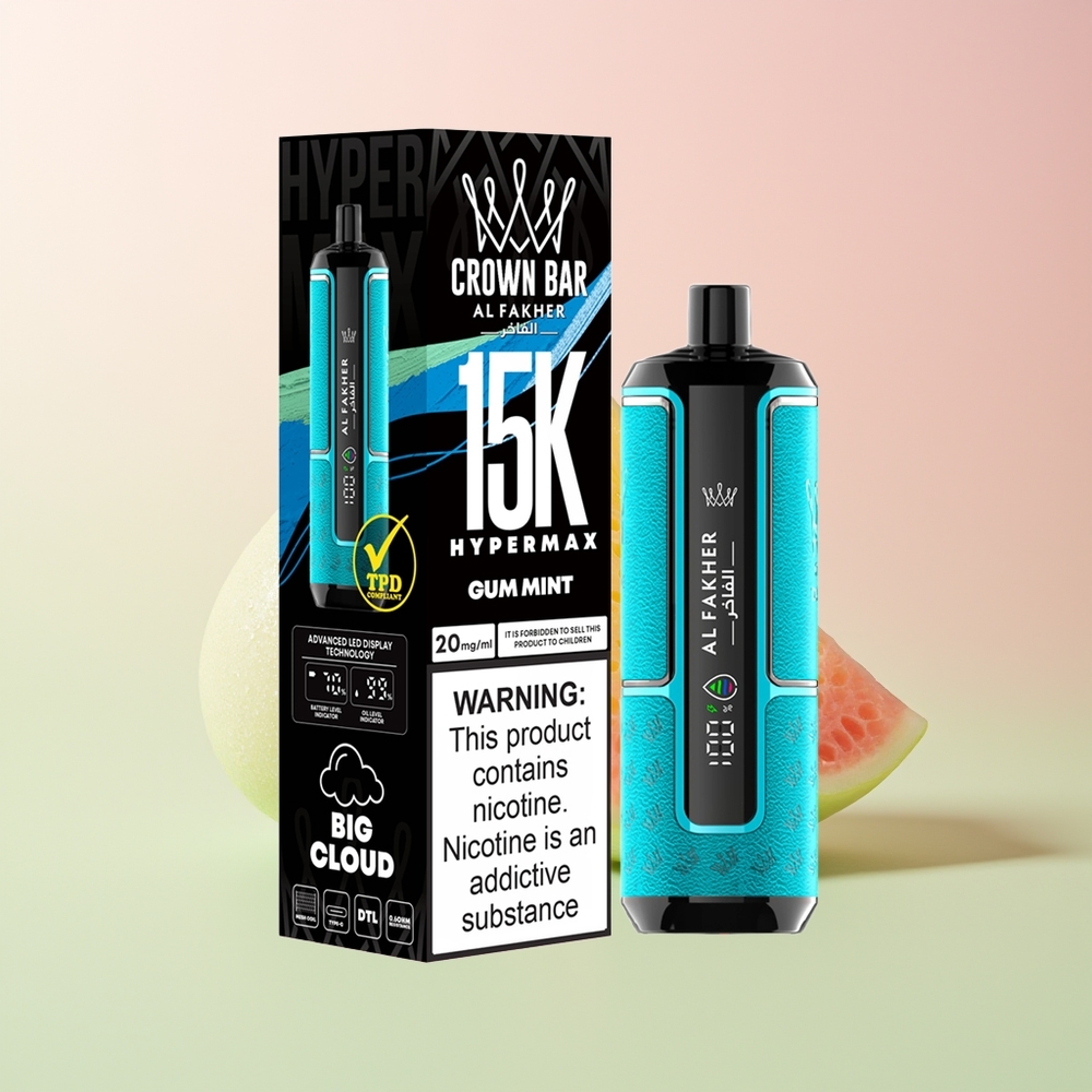 Al Fakher Crown Bar 15K Hypermax نعناع لثة مدمج خفيف الوزن