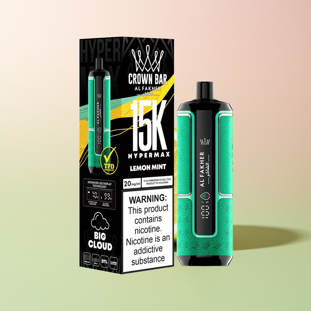 Al Fakher Crown Bar 15K Hypermax نعناع ليمون مع بطارية 600 مللي أمبير
