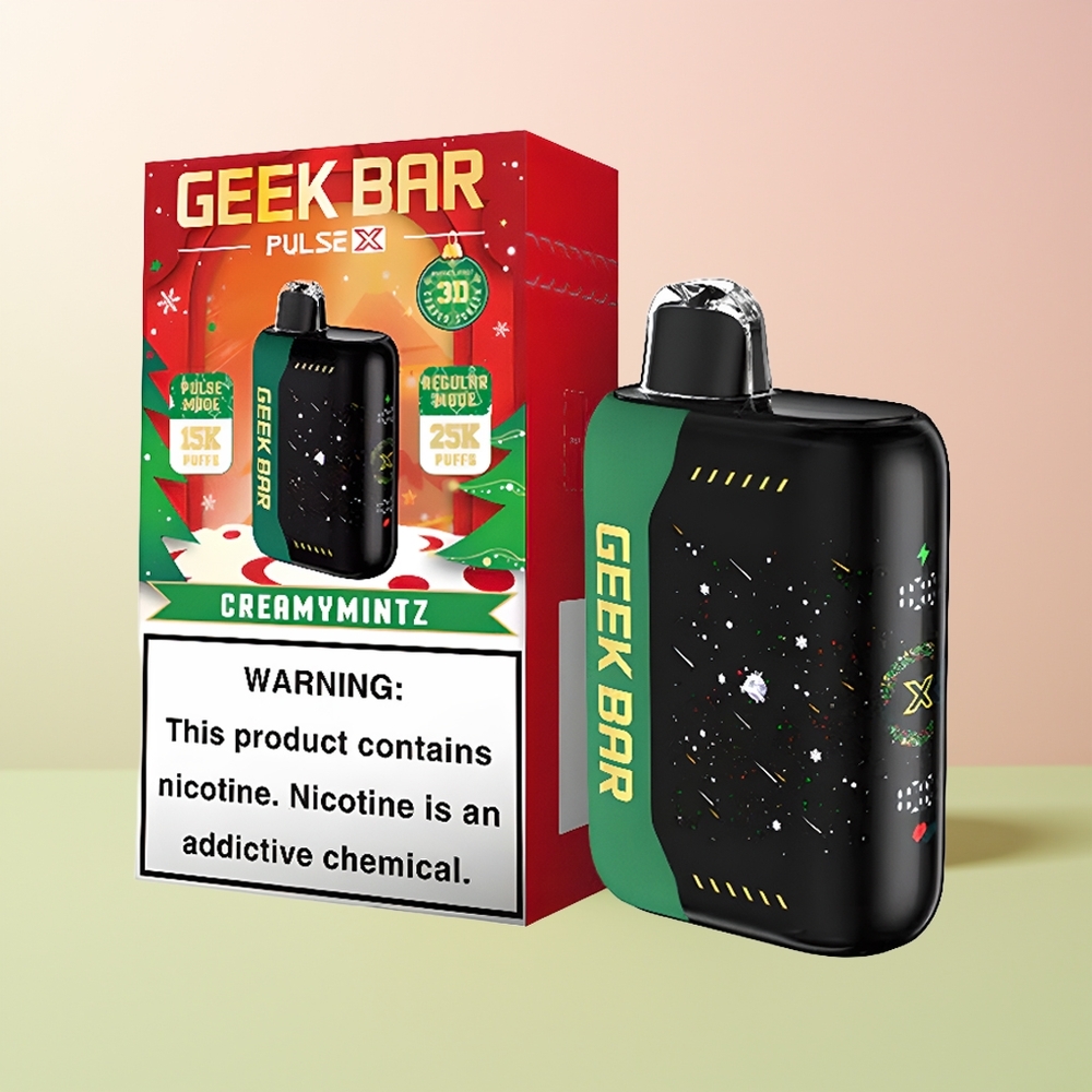 GEEK BAR Pulse X 25000 الجيك بار بولس إكس عيد الميلاد مع شاشة منحنية ثلاثية الأبعاد