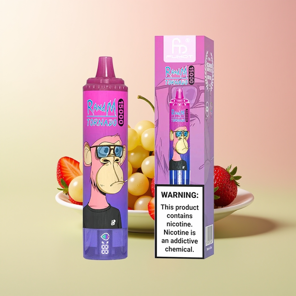 RandM Fumot Tornado 15000 عنب فراولة بشاشة إل سي دي