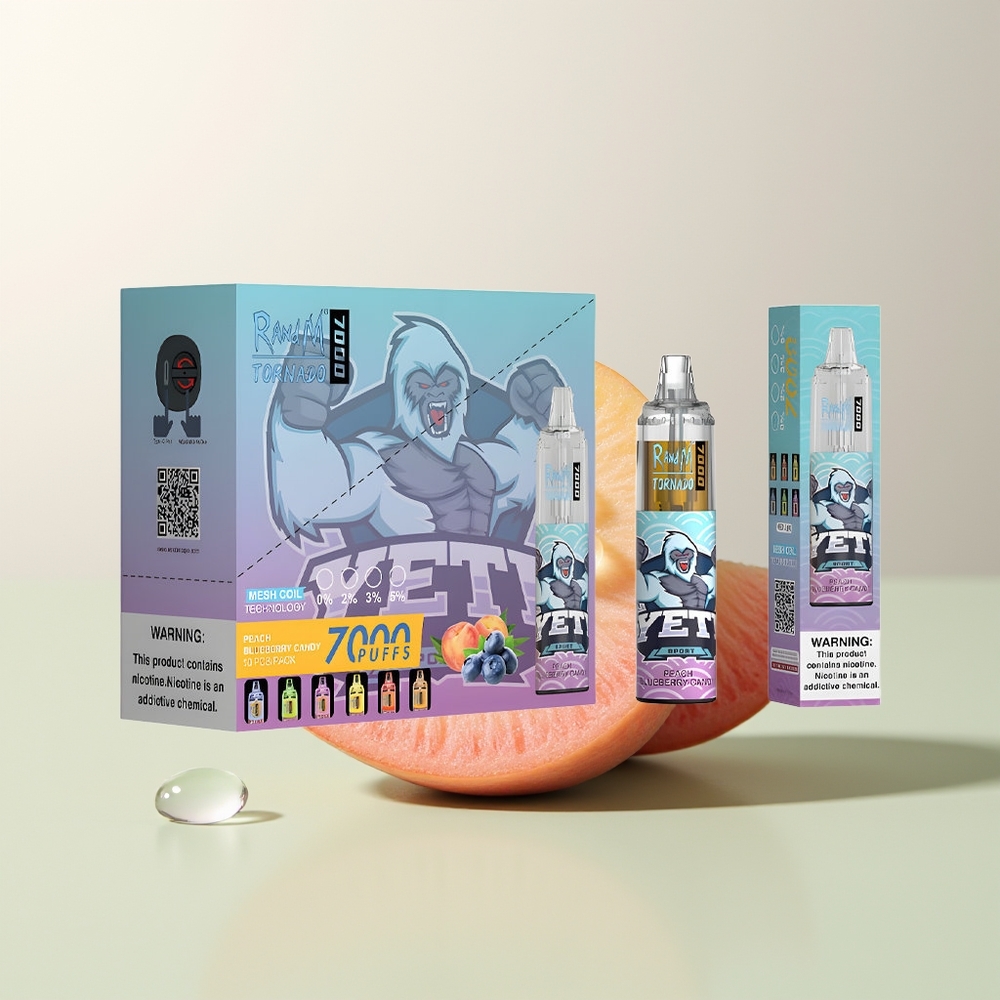 RandM Fumot Tornado 7000 حلوى الخوخ والتوت الأزرق بملف شبكي