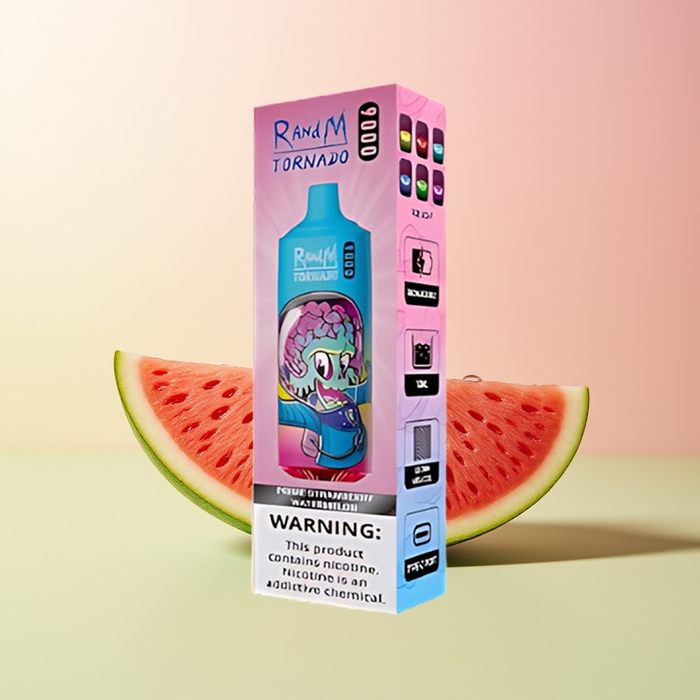 RandM Fumot Tornado 9000 بريم فراولة بطيخ بشاشة RGB أنيقة