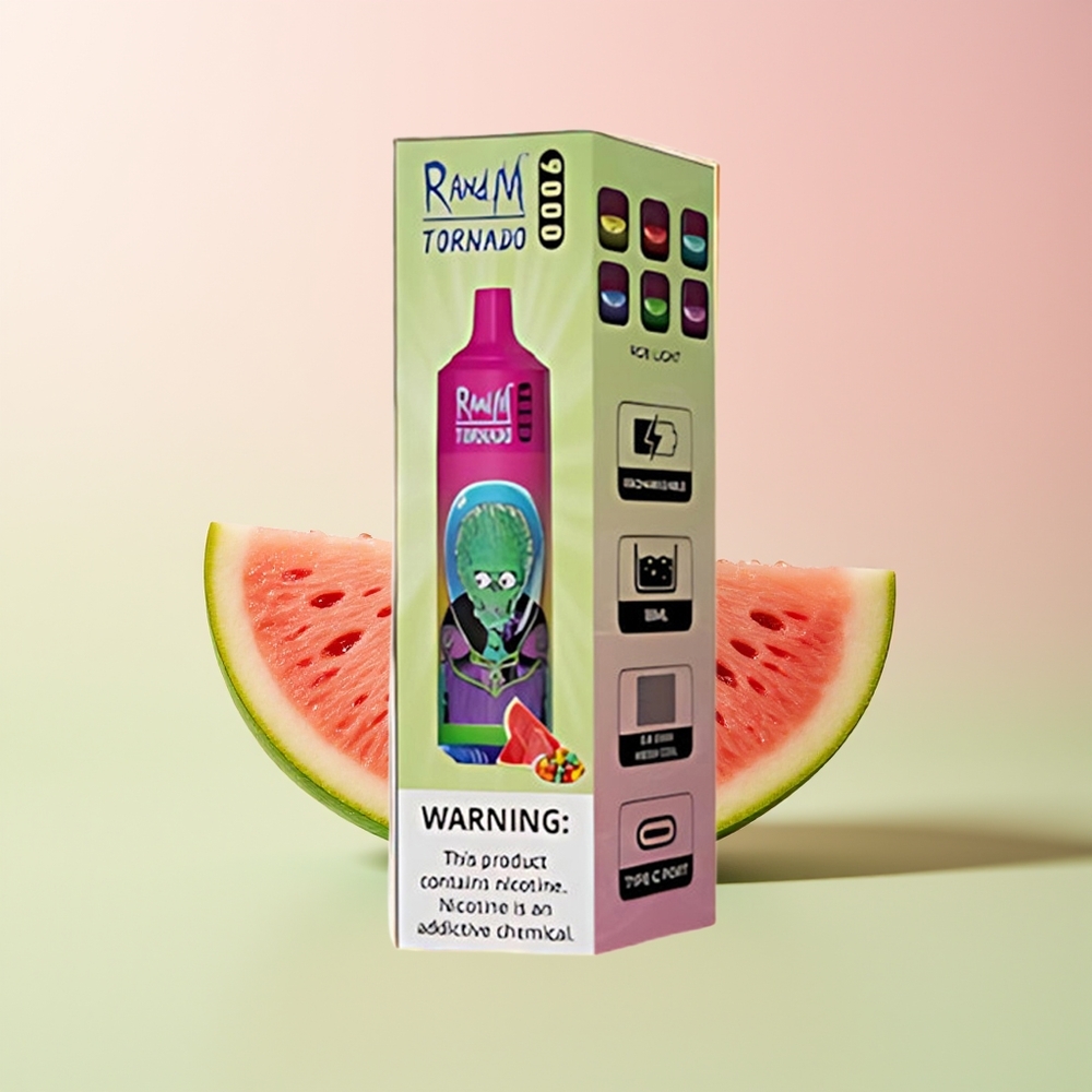 RandM Fumot Tornado 9000 بطيخ علكة فقاعية بشاشة RGB أنيقة