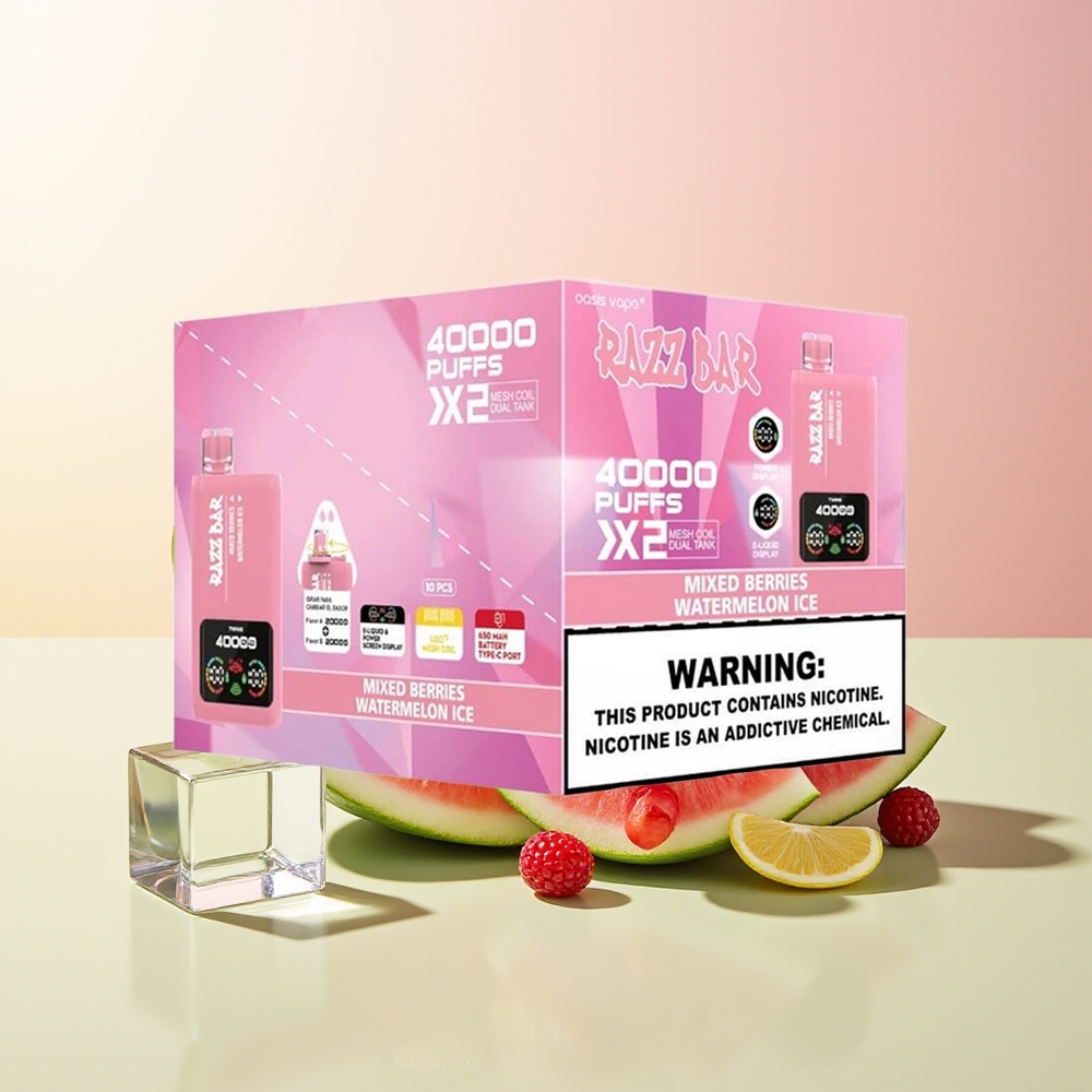 Razz Bar 40000 عنب الثلج بالبطيخ وشبكة المزدوجة 1.0 أوم