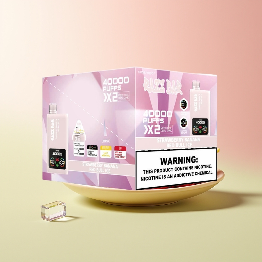 Razz Bar 40000 فراولة موز - ريد بول آيس مع شاشة عرض