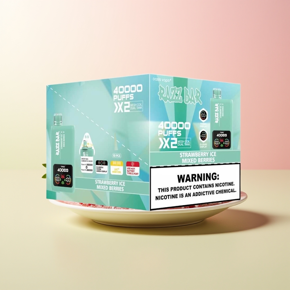Razz Bar 40000 آيس كريم الفراولة - التوت المختلط مع شاشة عرض