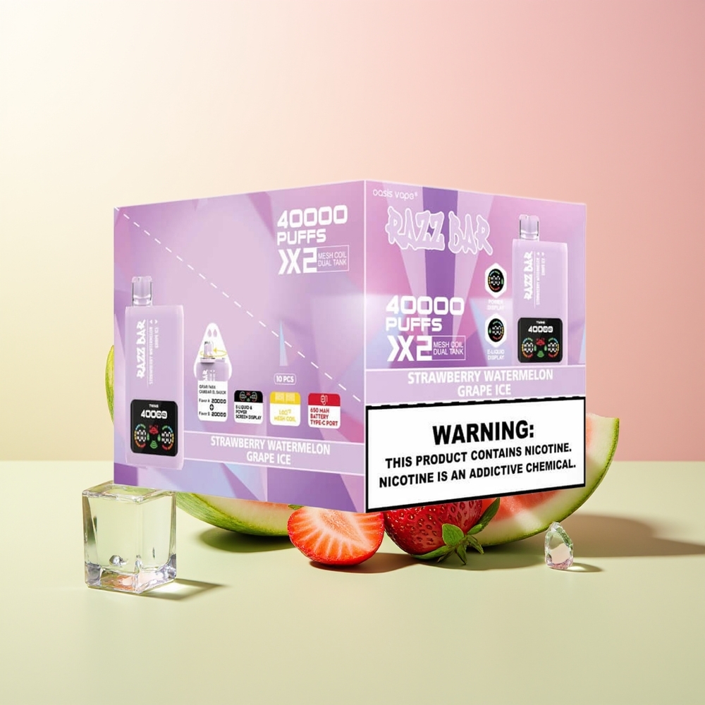 Razz Bar 40000 فراولة بطيخ - عنب ثلجي مع شاشة عرض
