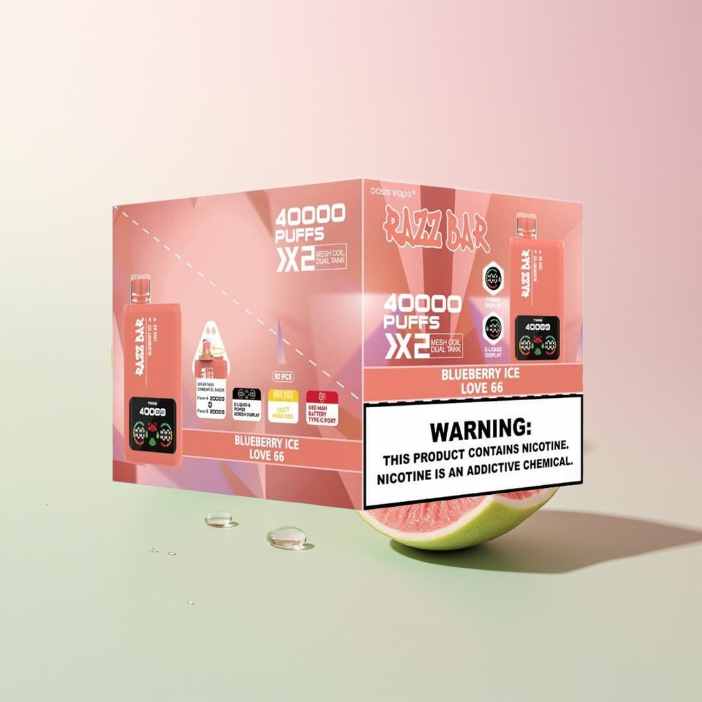 Razz Bar 40000 عشق 66 - توت أزرق جليدي مع شاشة عرض