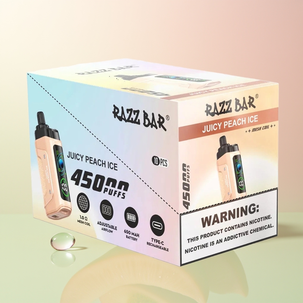 Razz Bar 45000 عصير الخوخ الجليدي مع شبكة 1.0 أوم