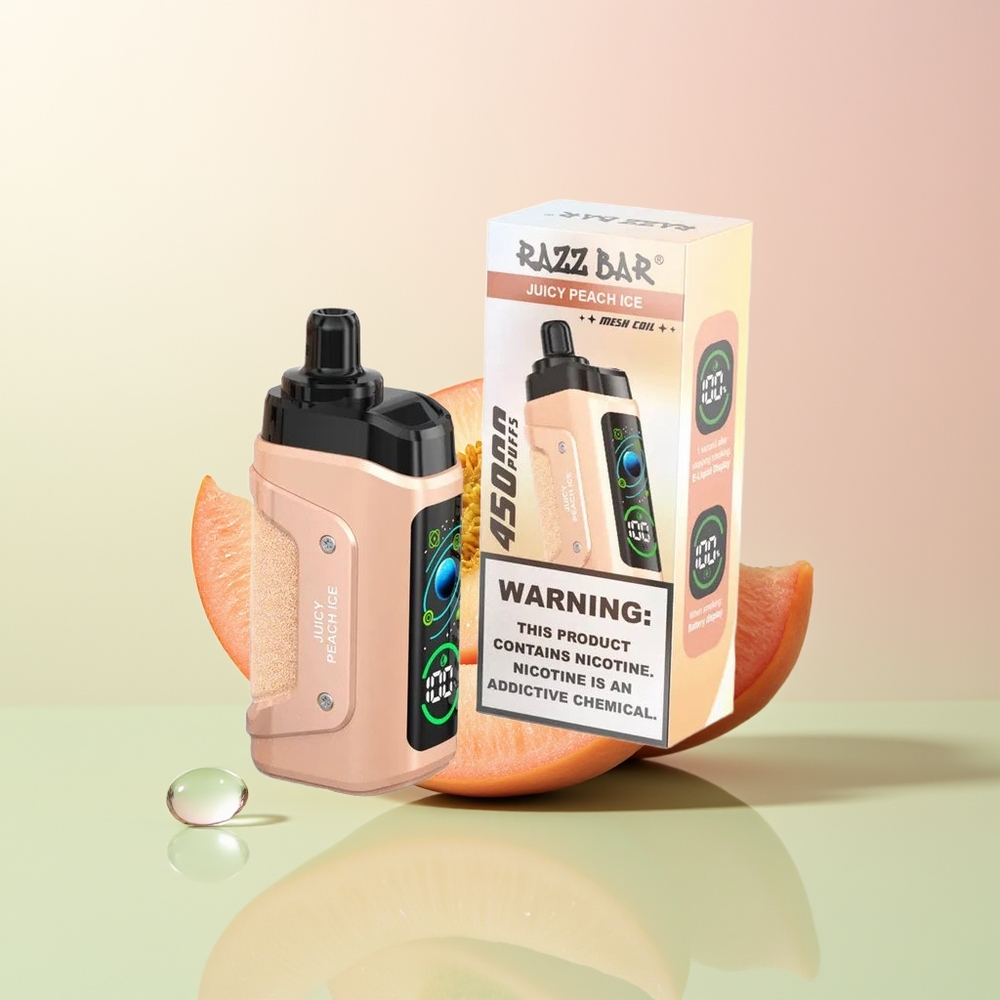Razz Bar 45000 عصير الخوخ الجليدي مع شبكة 1.0 أوم