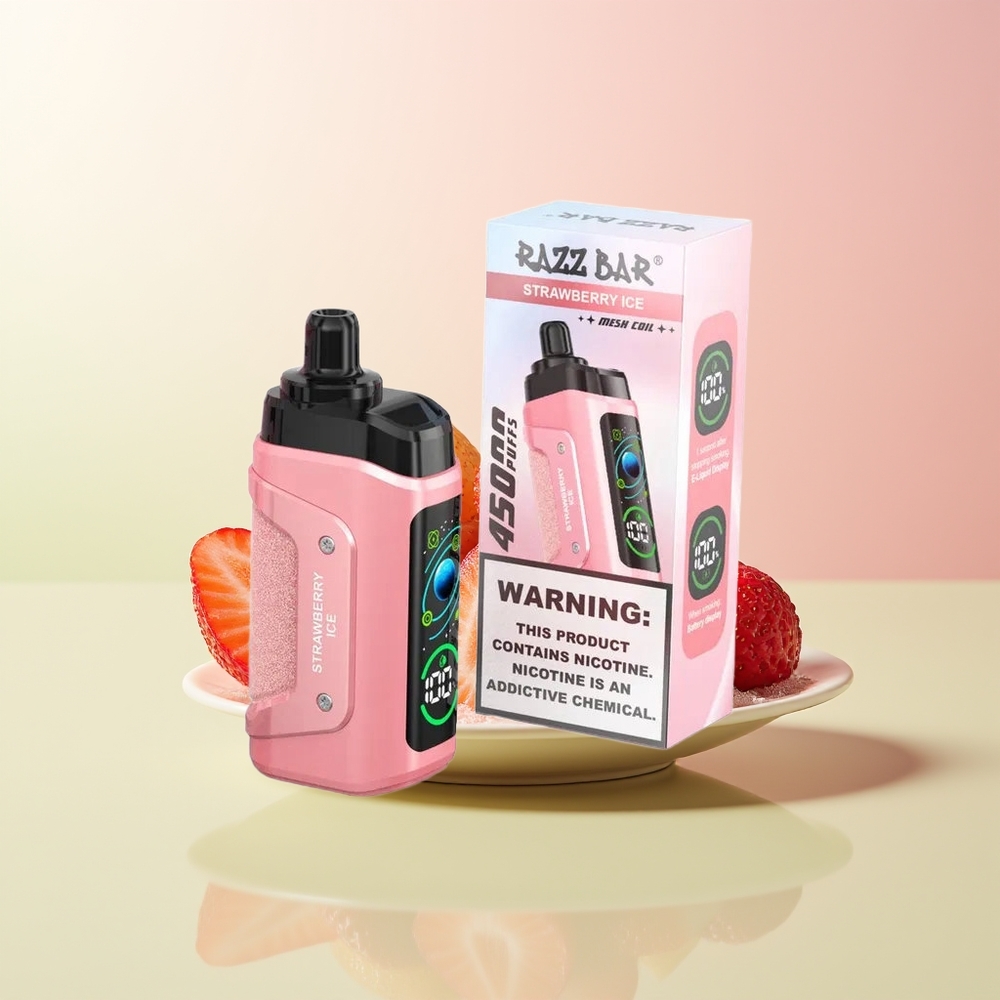 Razz Bar 45000 آيس كريم الفراولة مع ملف شبكي 1.0 أوم