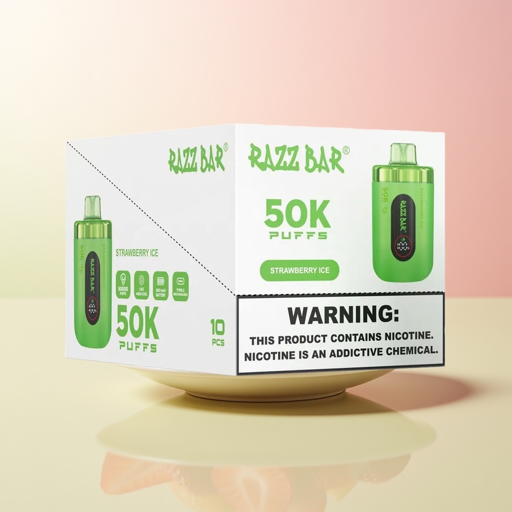 Razz Bar 50K عليلة الفراولة مع شبكة 1.0 أوم