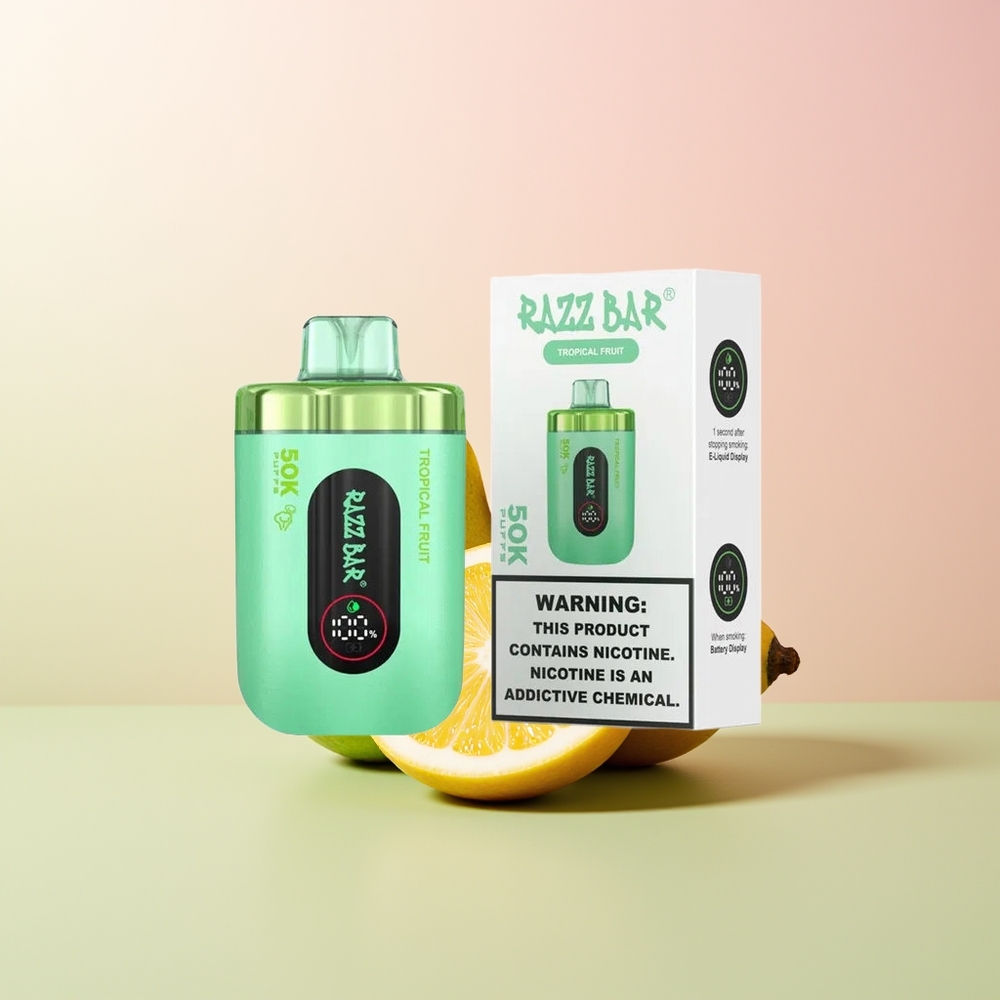 Razz Bar 50K فاكهة استوائية مع شبكة 1.0 أوم