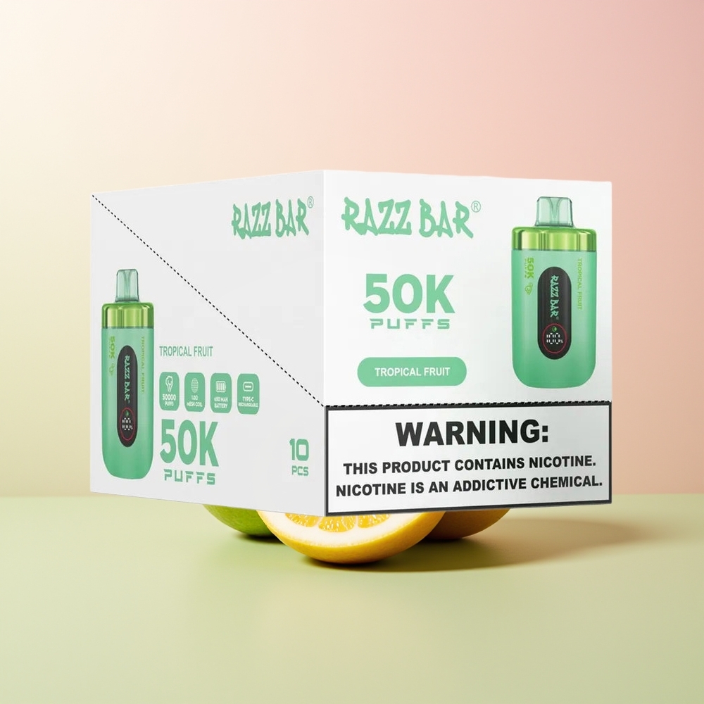Razz Bar 50K فاكهة استوائية مع شبكة 1.0 أوم