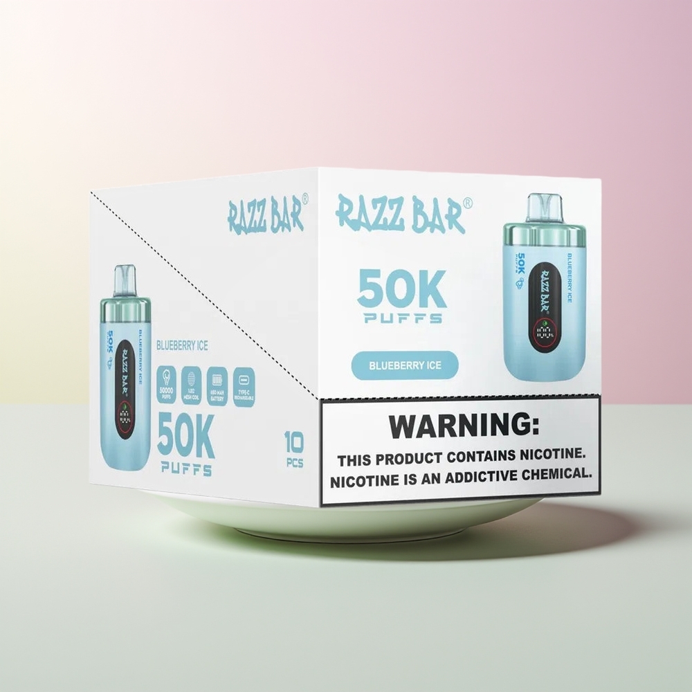 Razz Bar 50K تُوت أزرق مثلج بنسبة 2% نيكوتين