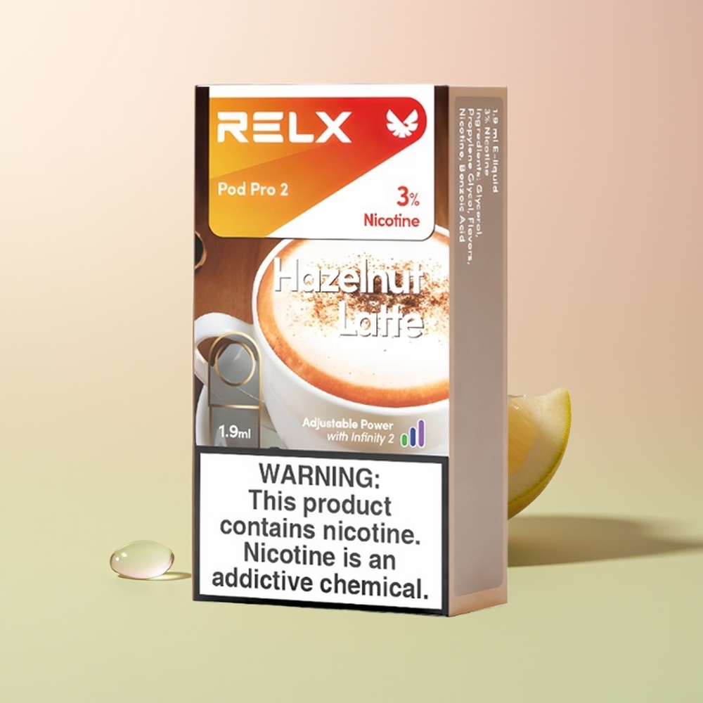 Relx Pod Pro 2 Vape Device لَّاتِيه البُنِّ والبندق مع 1.9 مل و3 أوضاع