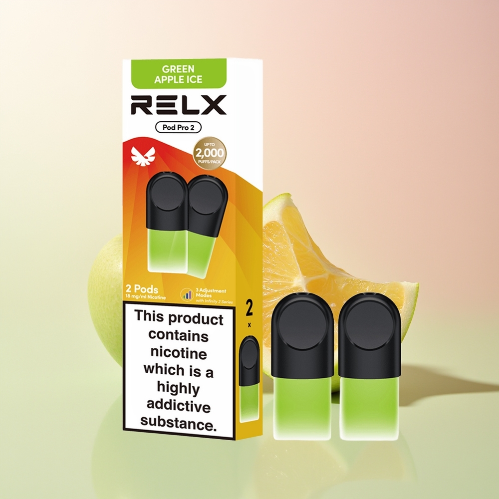 Relx Pod Pro 2 Vape Device تفاح أخضر جليدي - 1.9 مل (وضع سلس 6.5 واط)