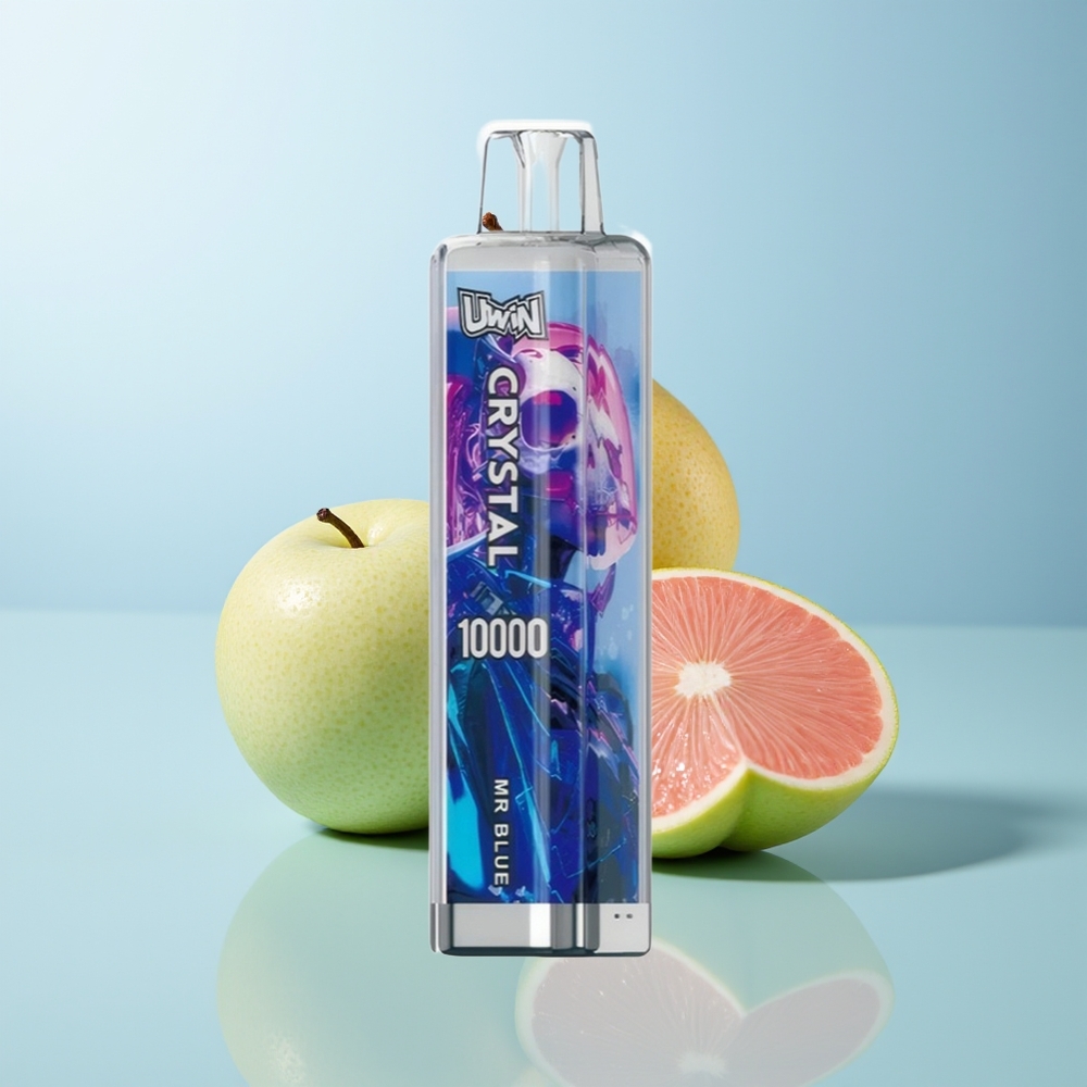 Uwin Crystal 10000 سيد الأزرق – أضواء آر جي بي – لفائف شبكية 0.8 أوم – سعة 18 مل – بطارية 650 مللي أمبير
