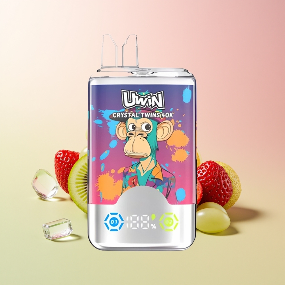 Uwin Crystal Twins 40000 فراولة كيوي عنب ثلج بنكهتين متميزتين