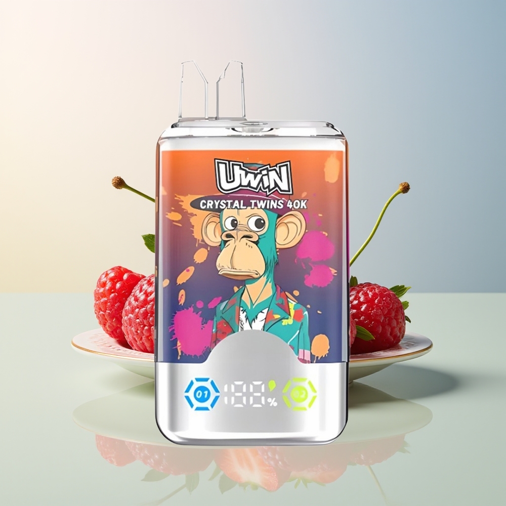 Uwin Crystal Twins 40000 فراولة توت عُلّيق كرز السيد أزرق بنظام نكهتين