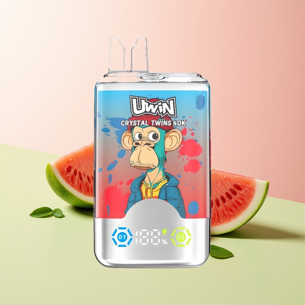 Uwin Crystal Twins 40000 فراولة بطيخ ليمون لايم بنكهتين مزدوجتين