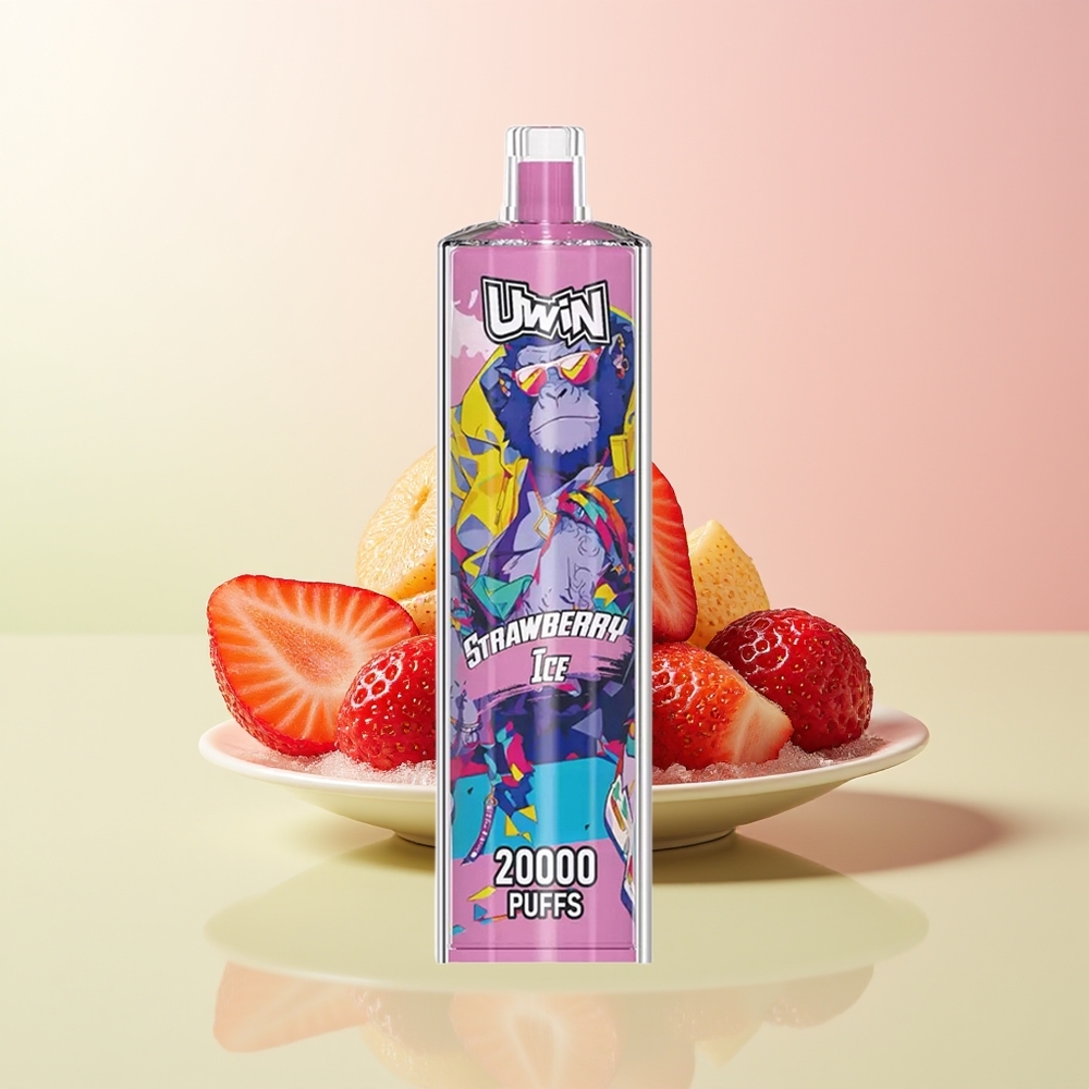 Uwin Shisha Hookah Crystal 20000 Puffs عصير الفراولة الجليدي مع ملف شبكي